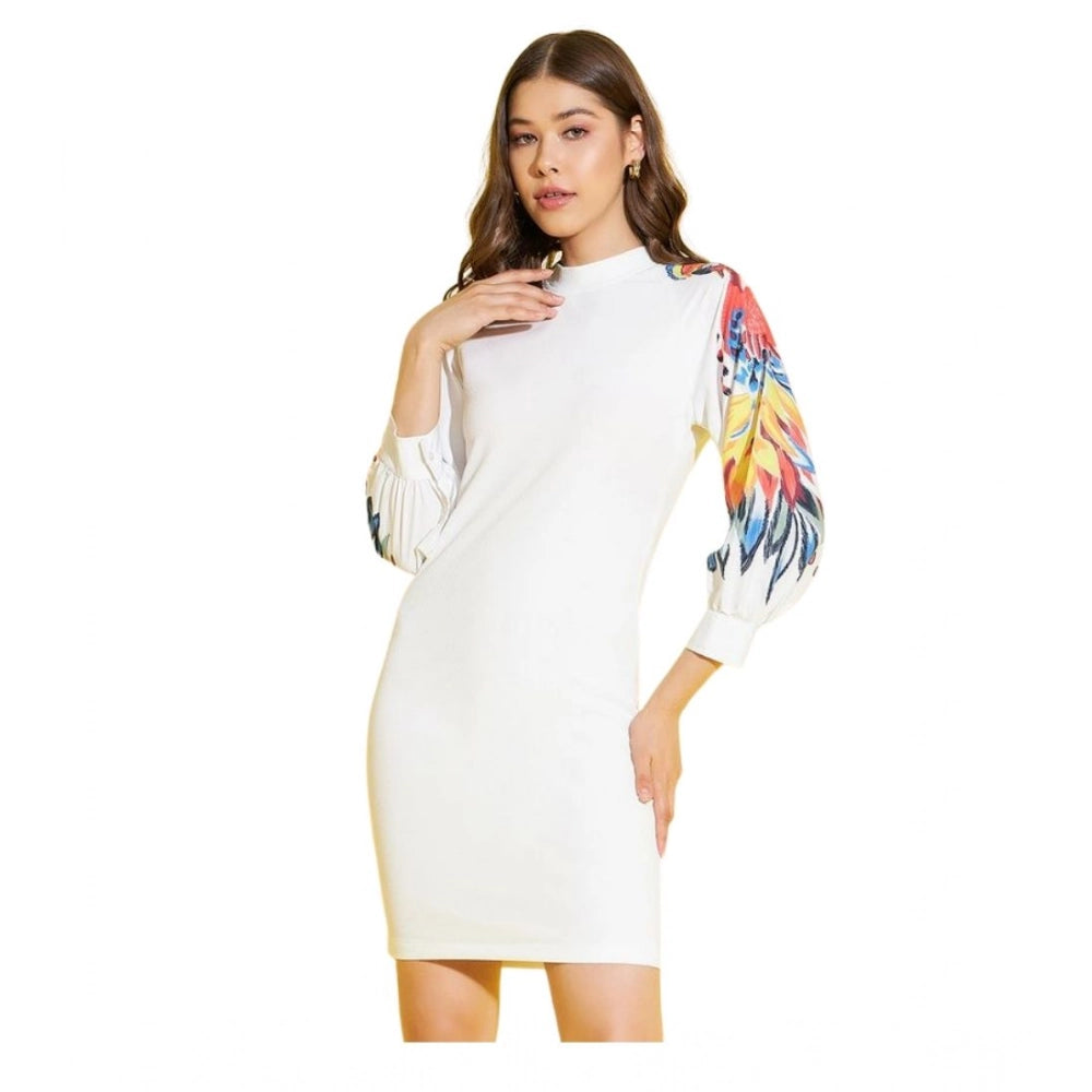 Amazing Women's Polyester Lycra Printed Long Sleeve Dress