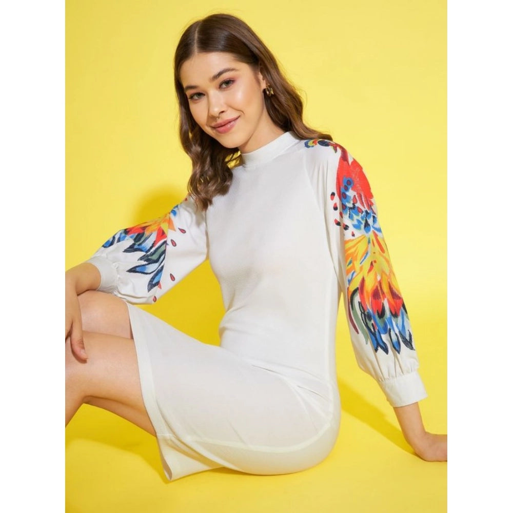 Amazing Women's Polyester Lycra Printed Long Sleeve Dress