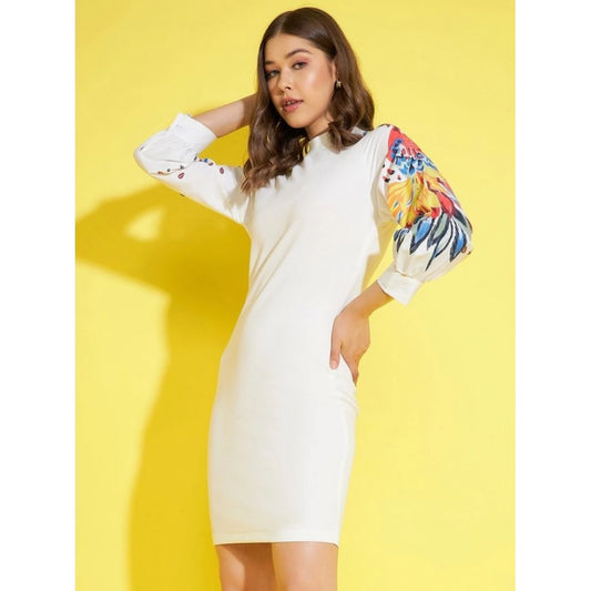 Amazing Women's Polyester Lycra Printed Long Sleeve Dress