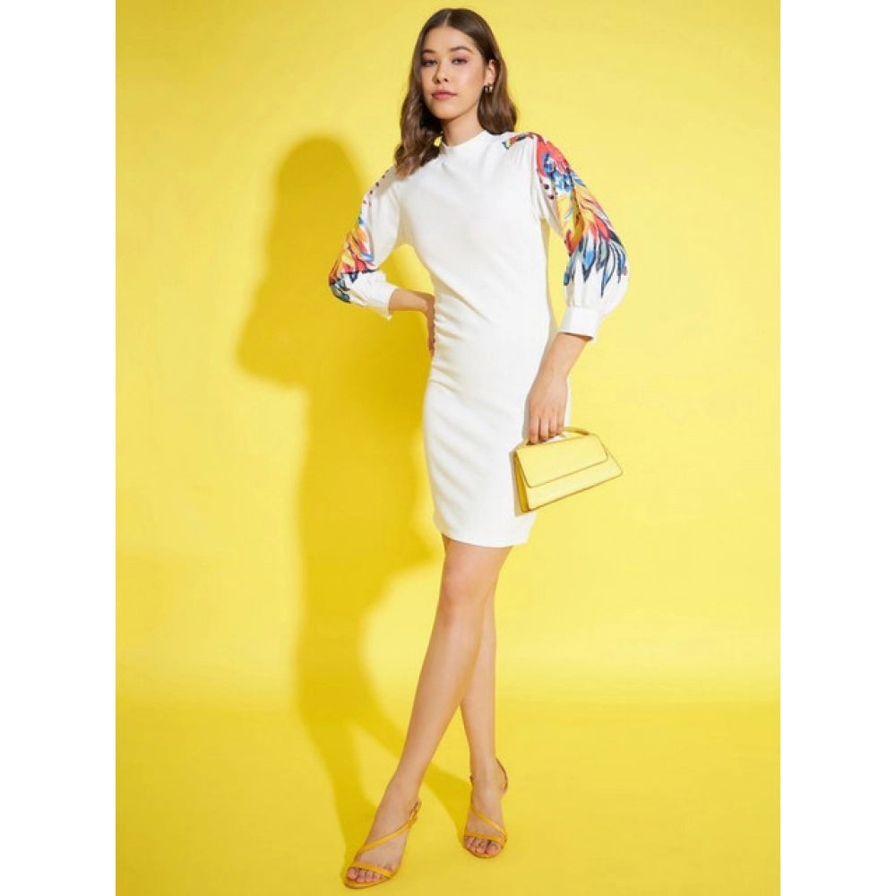 Amazing Women's Polyester Lycra Printed Long Sleeve Dress