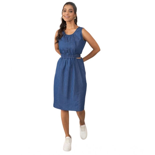 Sizzling Women's Denim Solid Sleeveless Dress