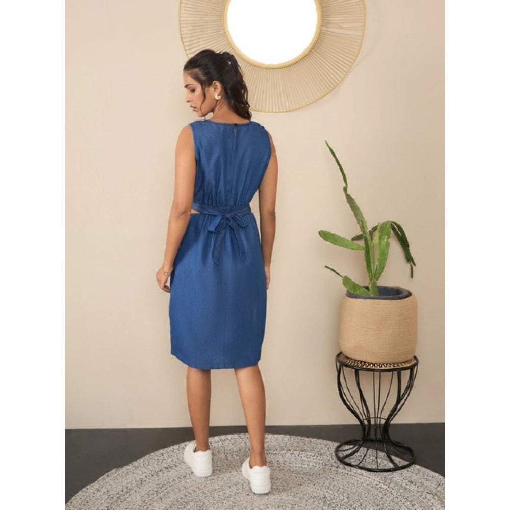 Sizzling Women's Denim Solid Sleeveless Dress
