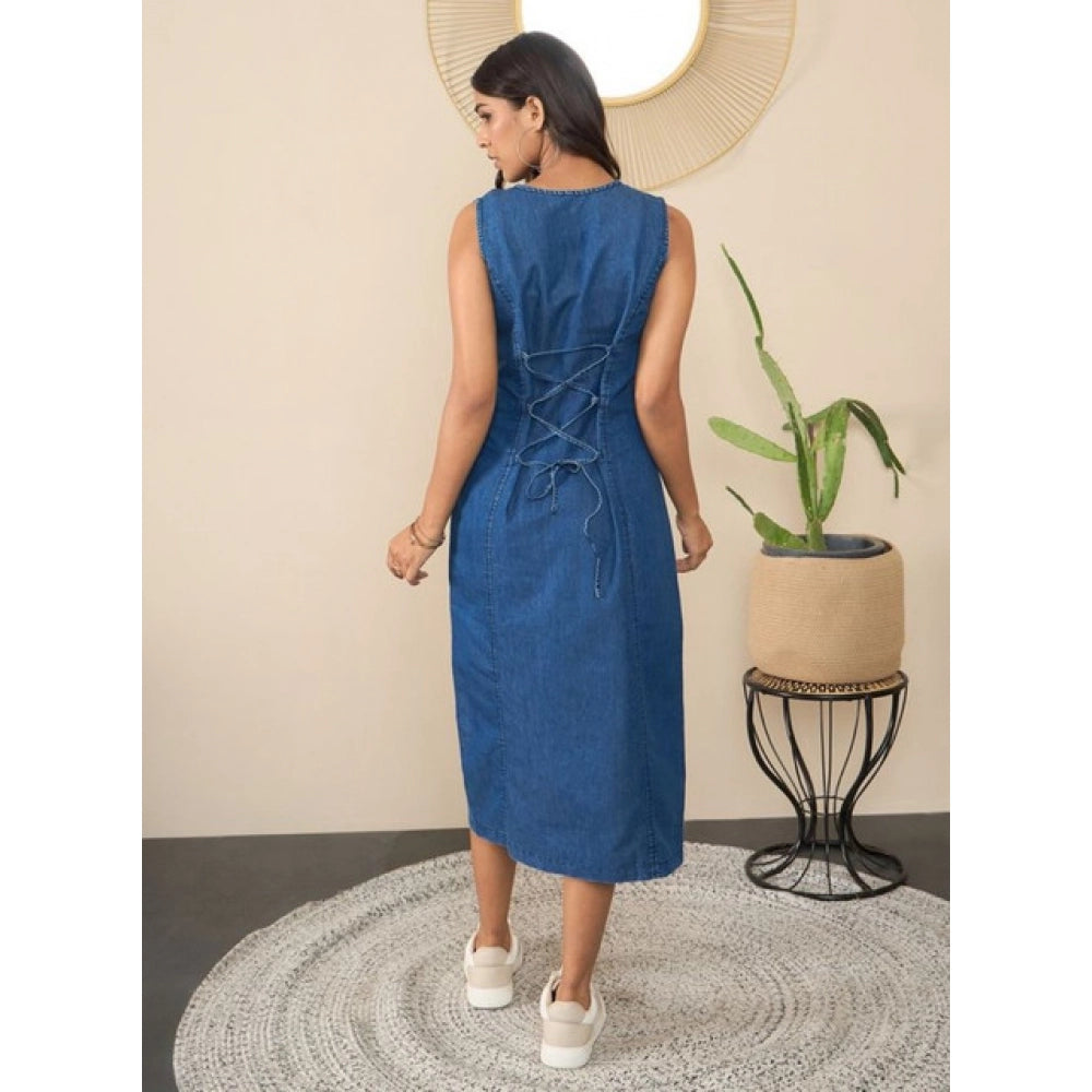 Sizzling Women's Denim Solid Sleeveless Dress
