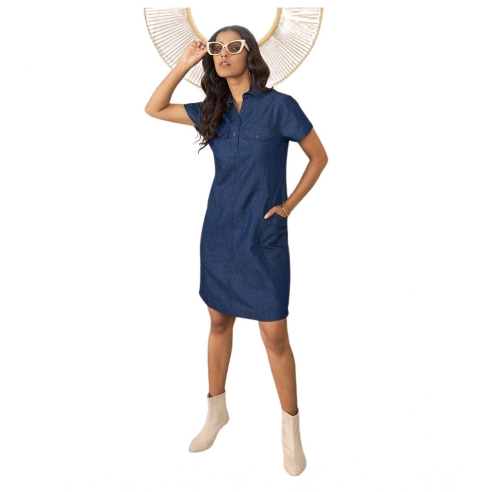 Sizzling Women's Denim Solid Sleeveless Dress