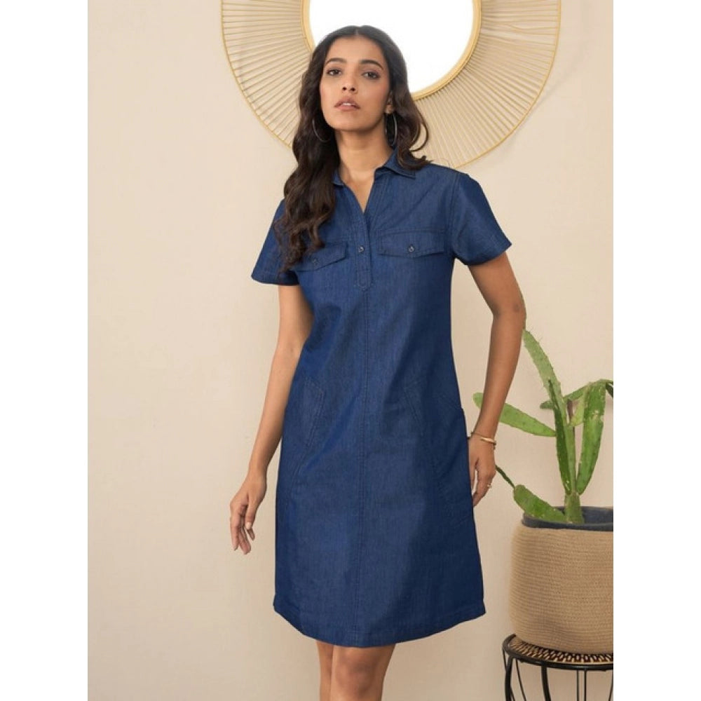 Sizzling Women's Denim Solid Sleeveless Dress