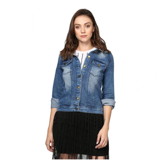 Lovely Women's Denim Washed Long Sleeves Jacket