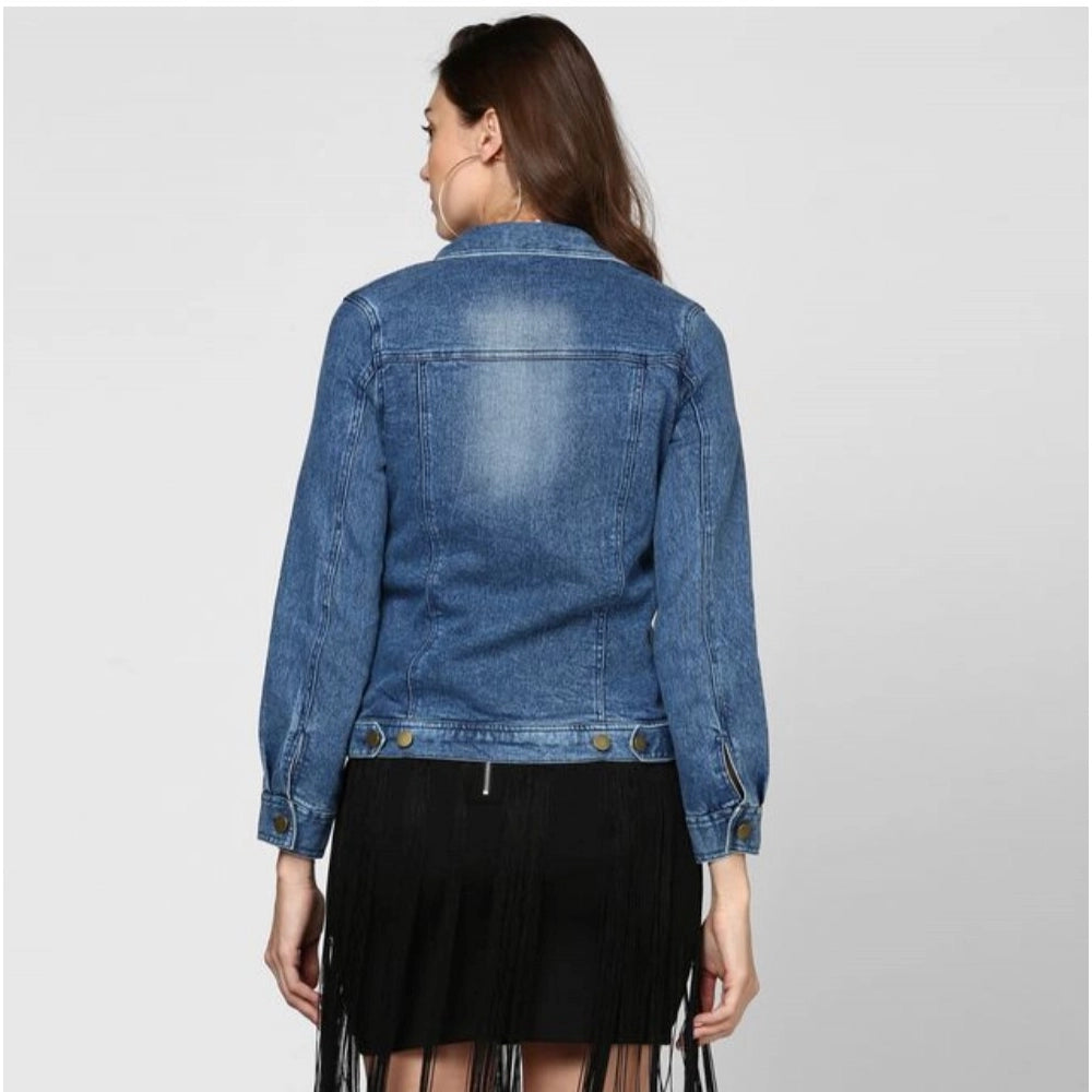 Lovely Women's Denim Washed Long Sleeves Jacket