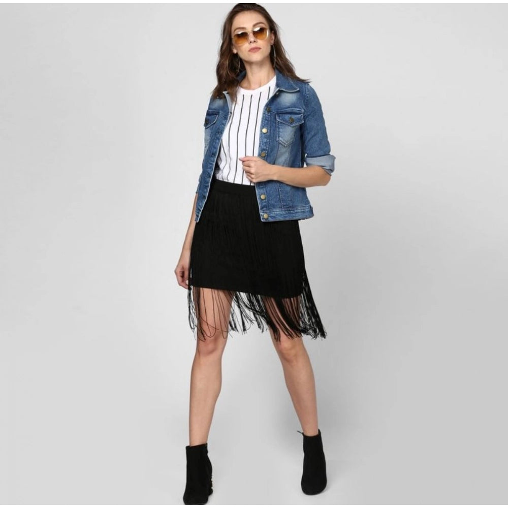 Lovely Women's Denim Washed Long Sleeves Jacket
