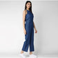 Lovely Women's Denim Solid Sleeveless Jumpsuit
