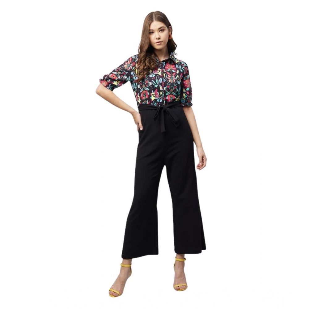 Voguish Women's Polyester Floral Short Sleeve Jumpsuit