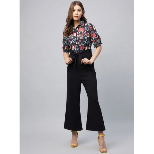 Voguish Women's Polyester Floral Short Sleeve Jumpsuit