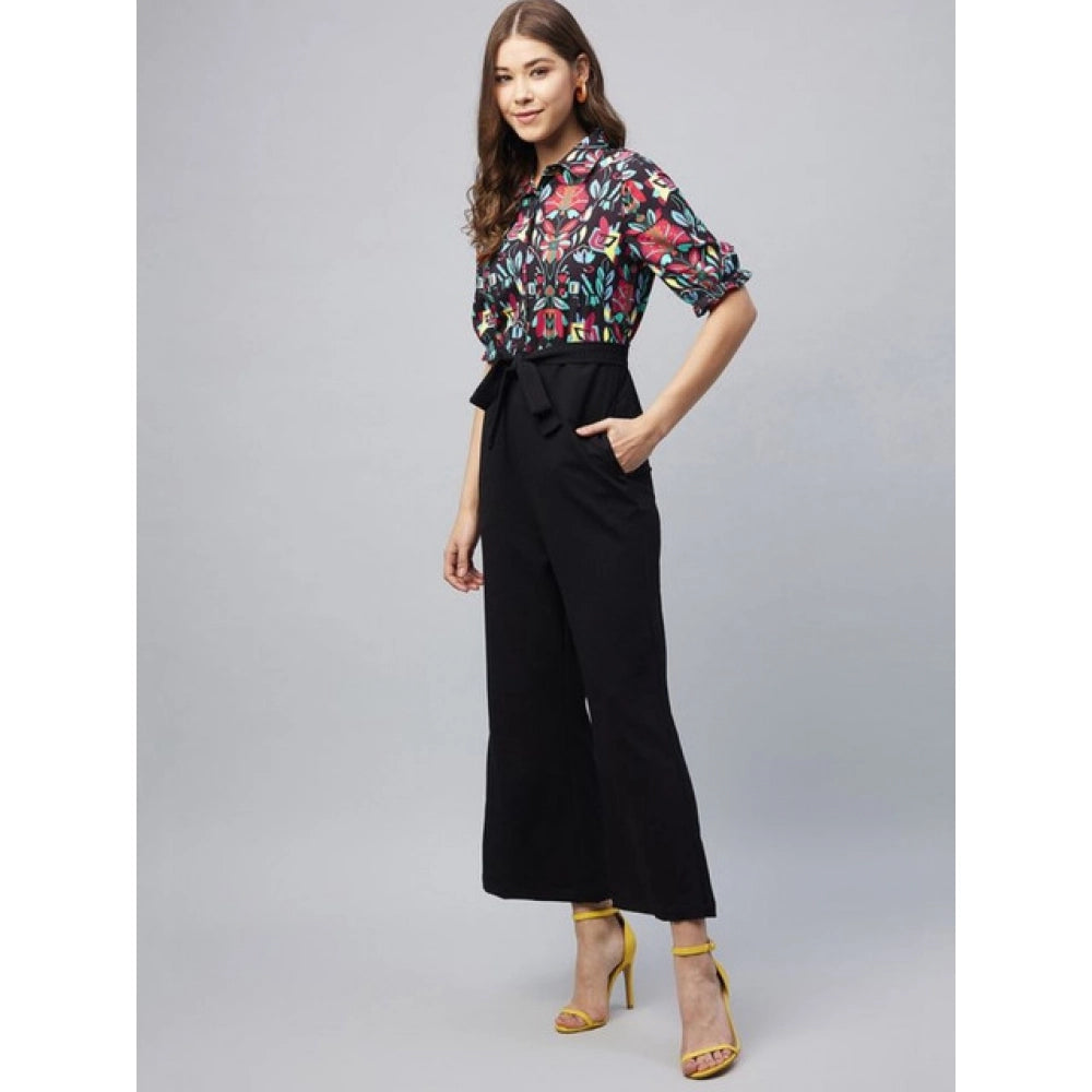 Voguish Women's Polyester Floral Short Sleeve Jumpsuit