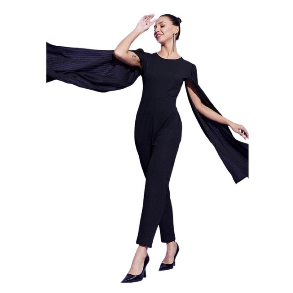 Marvellous Women's Polyeter Solid Cape Sleeve Jumpsuit