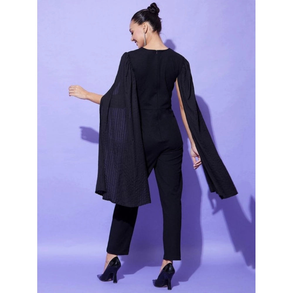 Marvellous Women's Polyeter Solid Cape Sleeve Jumpsuit