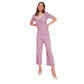 Sizzling Women's Polyester Lycra Solid Puff Sleeve Jumpsuit