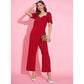 Sizzling Women's Polyester Lycra Solid Puff Sleeve Jumpsuit
