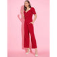 Sizzling Women's Polyester Lycra Solid Puff Sleeve Jumpsuit