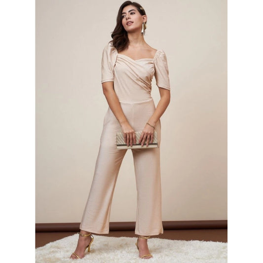 Sizzling Women's Polyester Shimmer Self Design Short Sleeve Jumpsuit