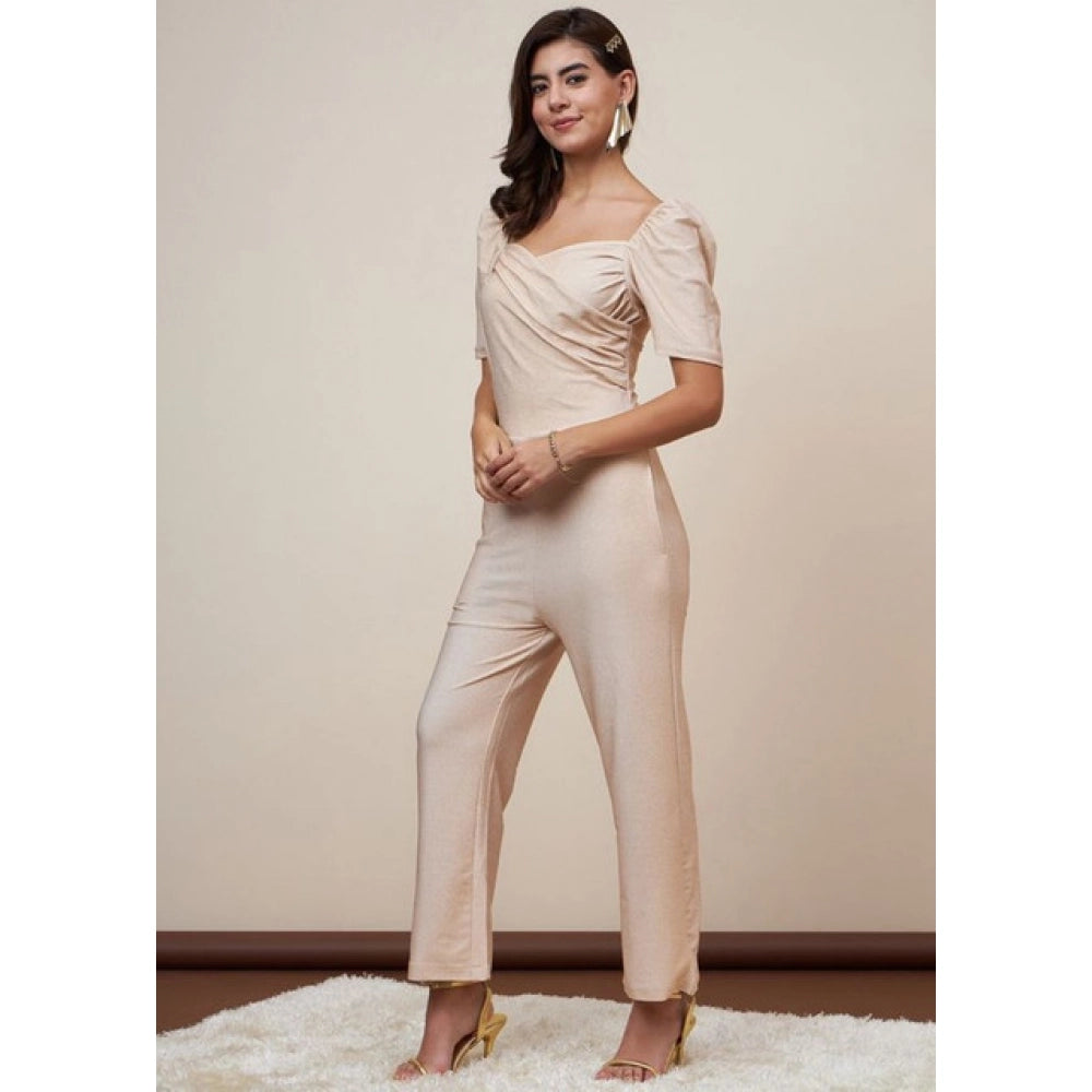 Sizzling Women's Polyester Shimmer Self Design Short Sleeve Jumpsuit