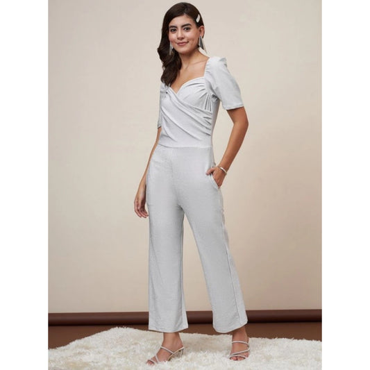 Sizzling Women's Polyester Shimmer Self Design Short Sleeve Jumpsuit