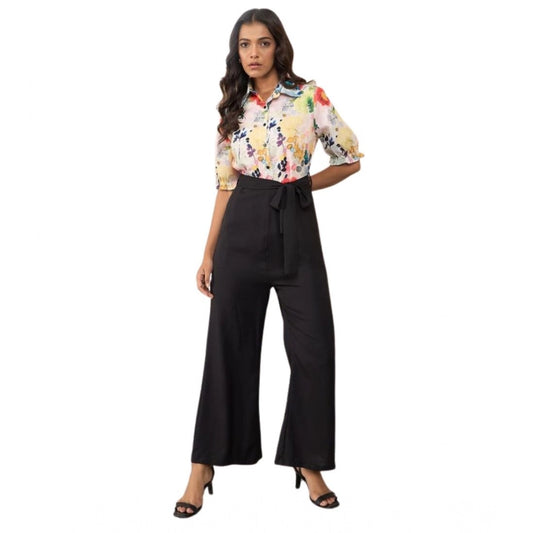 Amazing Women's Polyester Floral Half Sleeves Jumpsuit