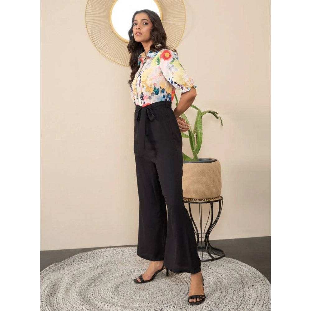 Amazing Women's Polyester Floral Half Sleeves Jumpsuit