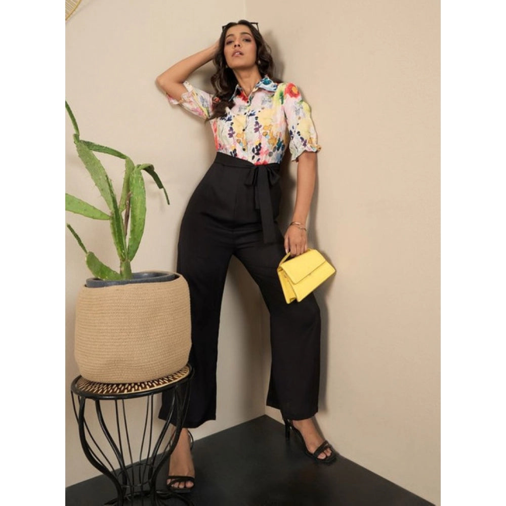 Amazing Women's Polyester Floral Half Sleeves Jumpsuit
