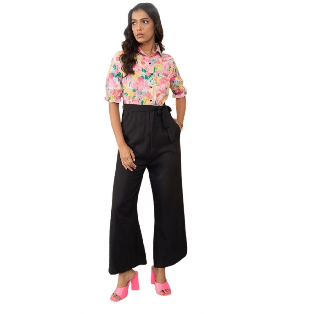 Amazing Women's Polyester Floral Half Sleeves Jumpsuit