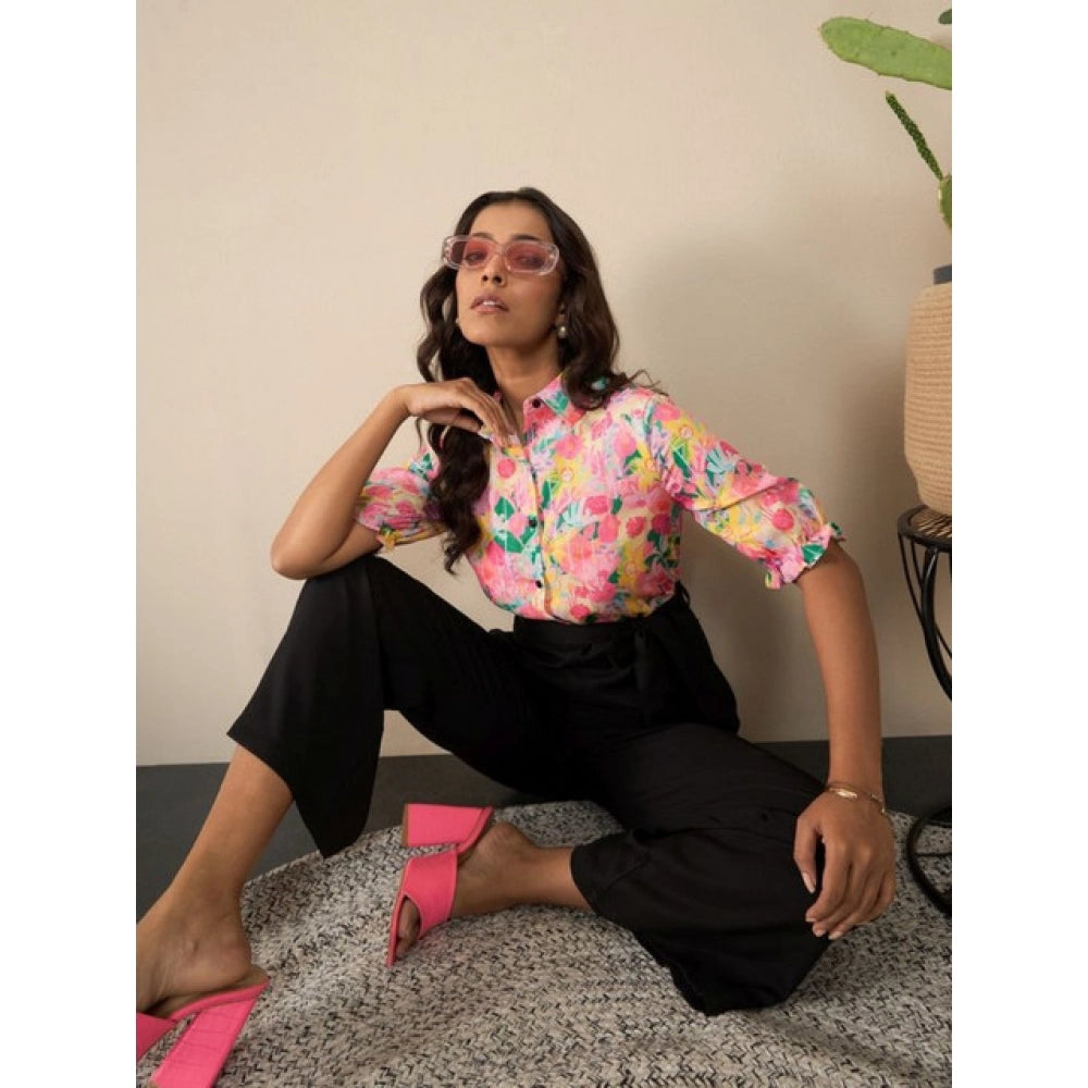 Amazing Women's Polyester Floral Half Sleeves Jumpsuit