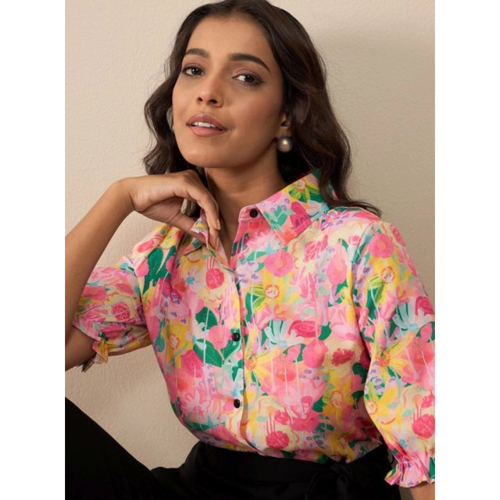 Amazing Women's Polyester Floral Half Sleeves Jumpsuit
