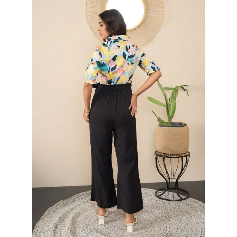 Amazing Women's Polyester Floral Half Sleeves Jumpsuit