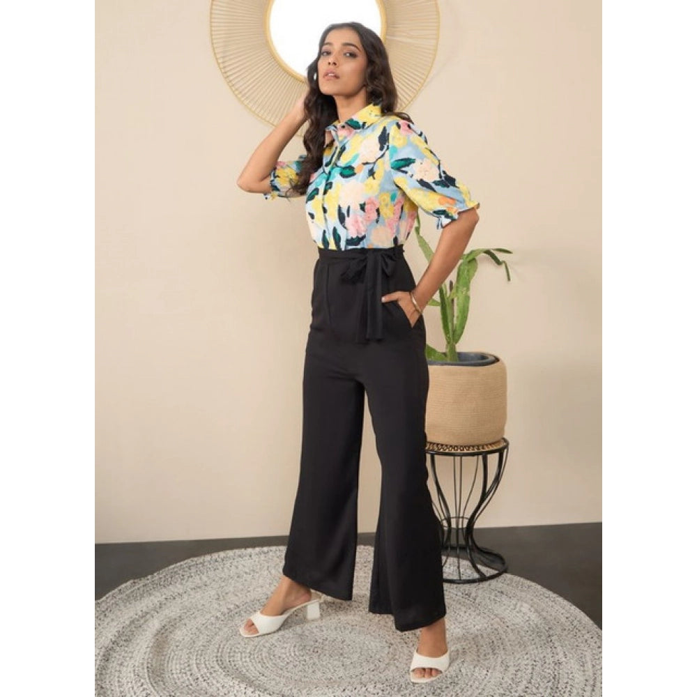 Amazing Women's Polyester Floral Half Sleeves Jumpsuit