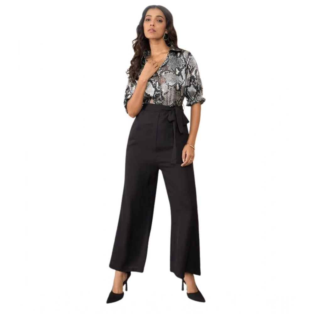 Amazing Women's Satin And Polyester Floral Half Sleeves Jumpsuit