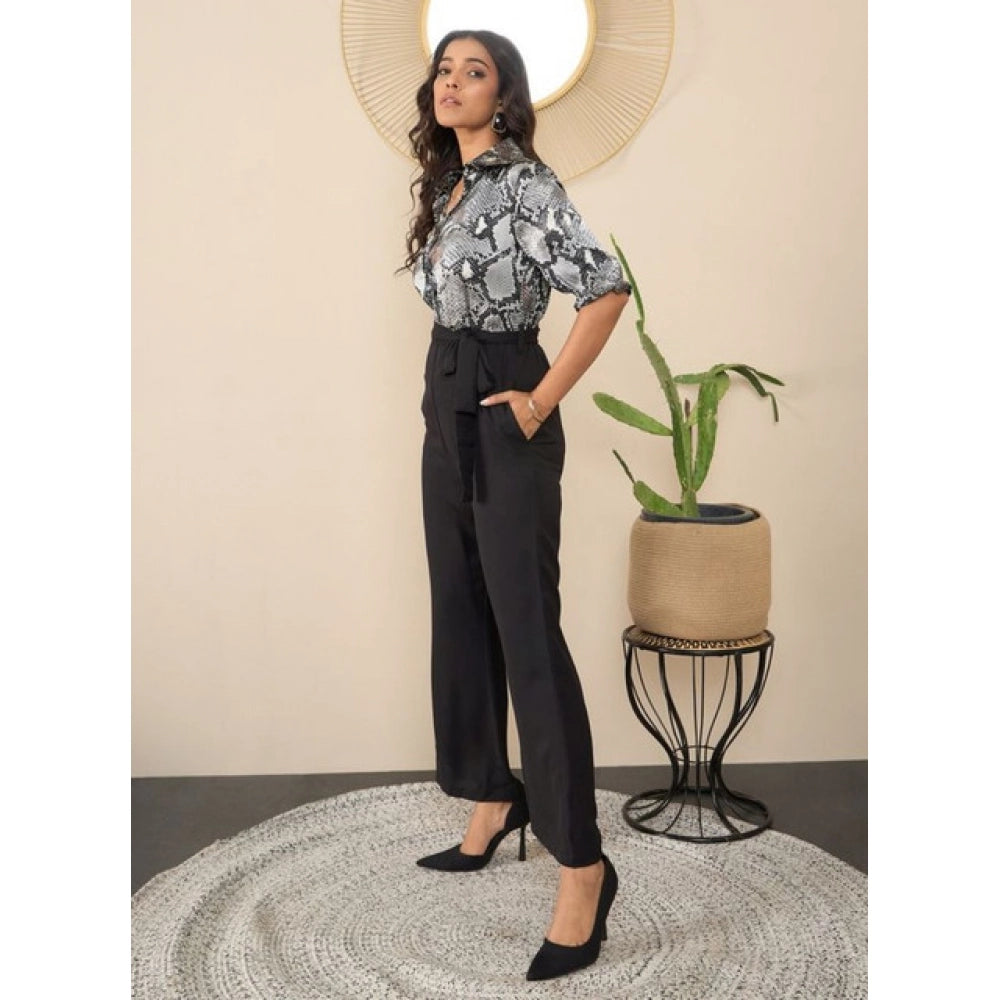 Amazing Women's Satin And Polyester Floral Half Sleeves Jumpsuit