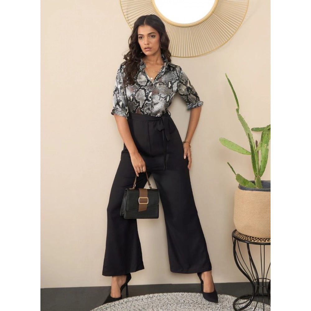 Amazing Women's Satin And Polyester Floral Half Sleeves Jumpsuit
