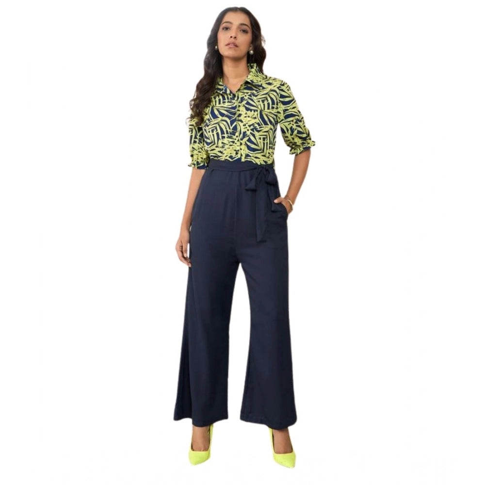 Amazing Women's Polyester Floral Half Sleeves Jumpsuit