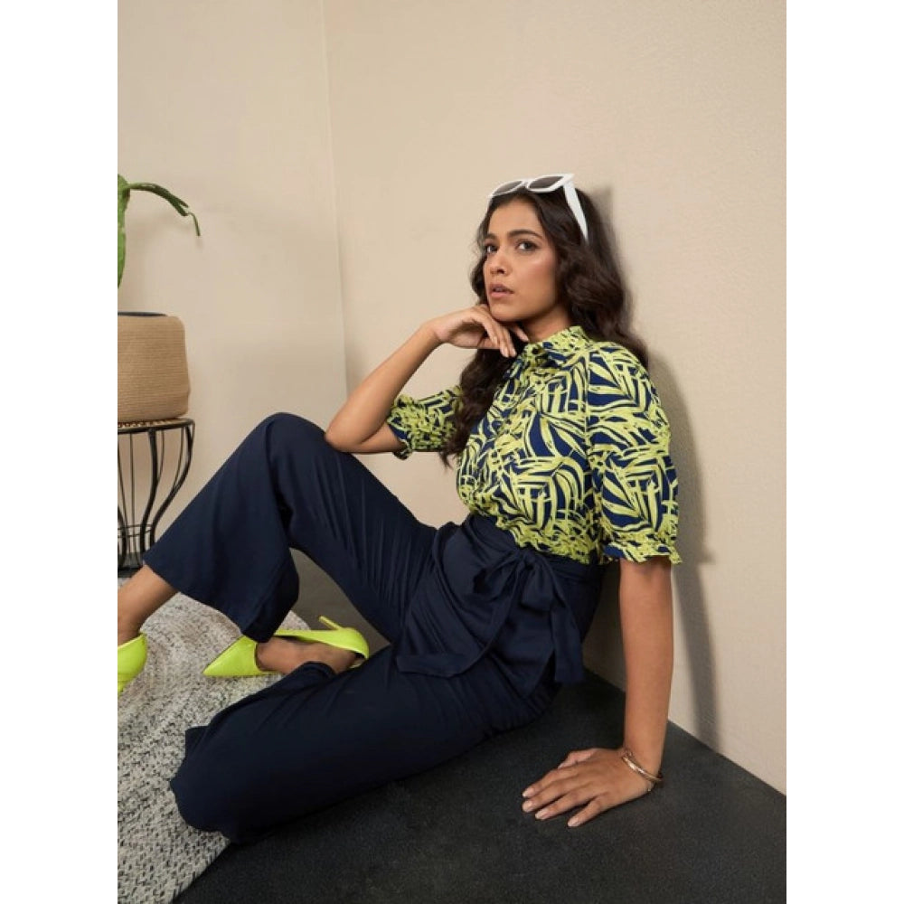 Amazing Women's Polyester Floral Half Sleeves Jumpsuit