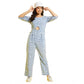 Sizzling Girl's Cotton Printed 3-4th Sleeve Jumpsuit