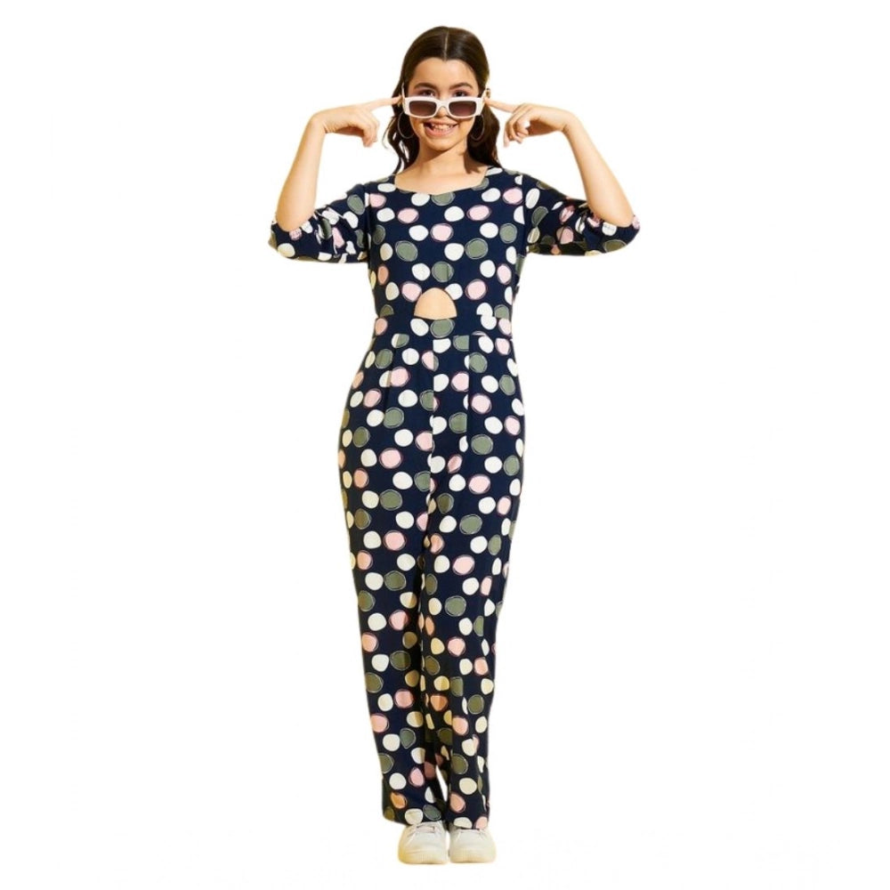 Sizzling Girl's Cotton Polka 3-4th Sleeve Jumpsuit