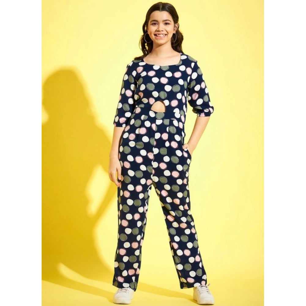 Sizzling Girl's Cotton Polka 3-4th Sleeve Jumpsuit