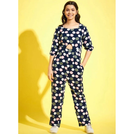 Sizzling Girl's Cotton Polka 3-4th Sleeve Jumpsuit