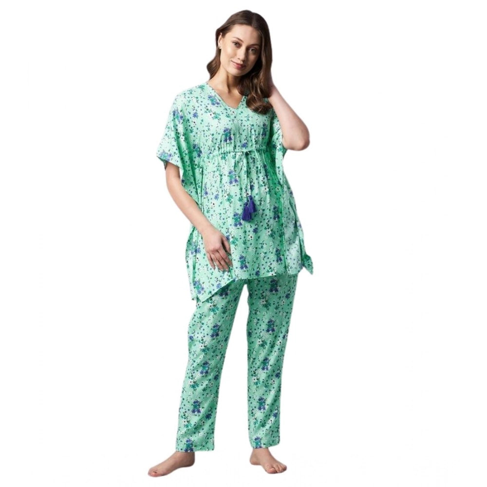 Marvellous Women's Rayon Floral Kaftan Sleeve Night Suit