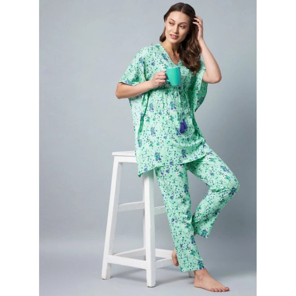 Marvellous Women's Rayon Floral Kaftan Sleeve Night Suit