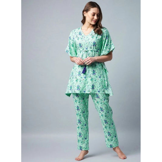 Marvellous Women's Rayon Floral Kaftan Sleeve Night Suit