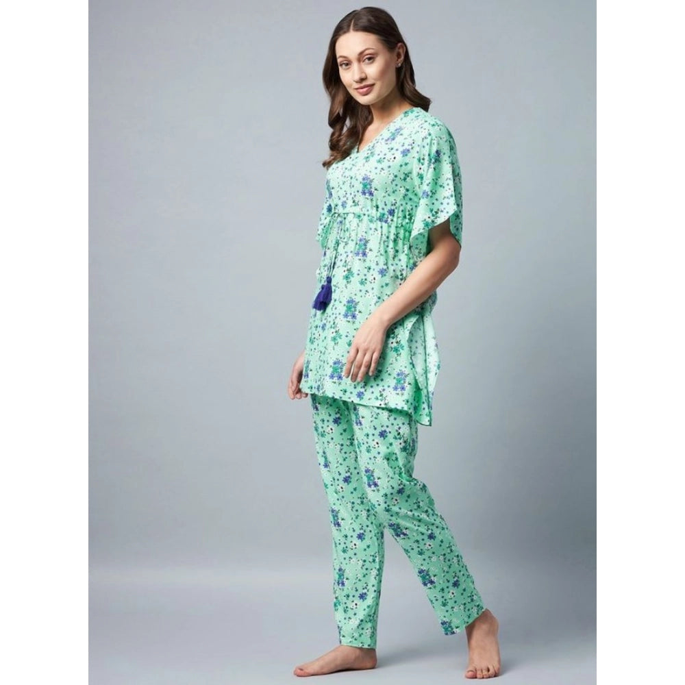 Marvellous Women's Rayon Floral Kaftan Sleeve Night Suit