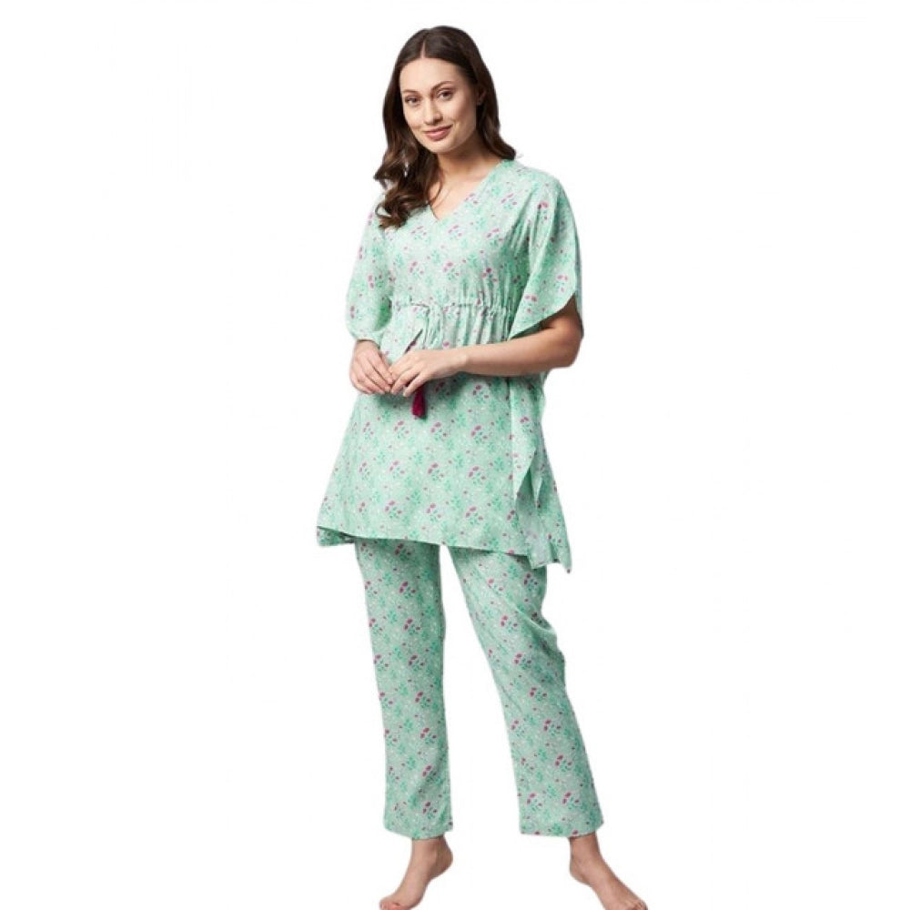 Marvellous Women's Rayon Floral Kaftan Sleeve Night Suit