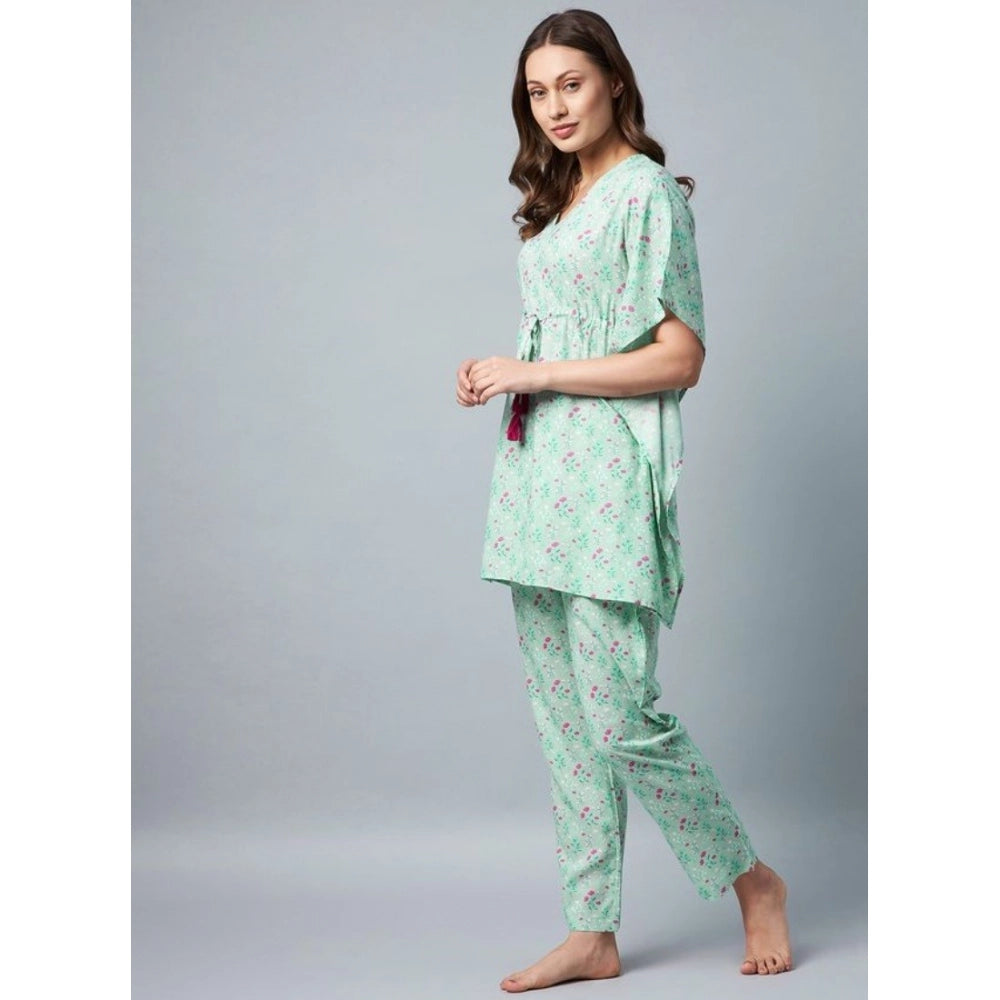 Marvellous Women's Rayon Floral Kaftan Sleeve Night Suit