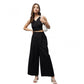 Marvellous Women's Cotton Linen Solid Sleeveless Crop Top and Palazzo Set