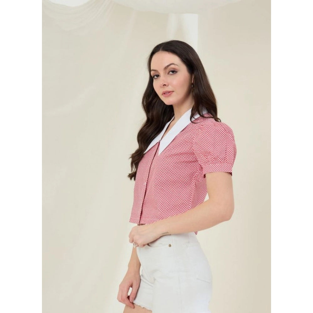 Amazing Women's Cotton Checkered Half Sleeve Shirt