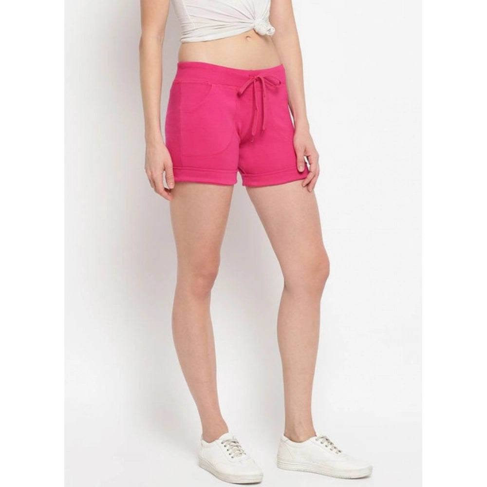 Alluring Women's Cotton Solid Elasticated Shorts